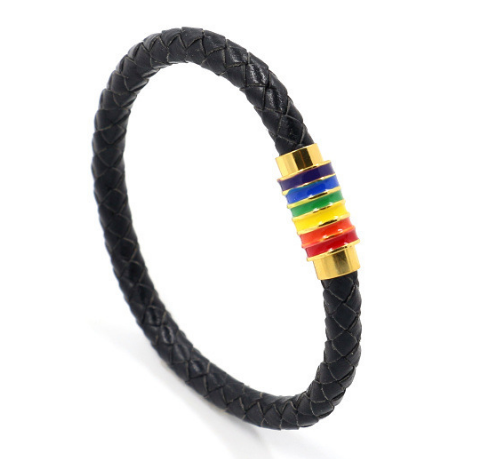 Rainbow Leather Bracelets For Women Men Black Brown Genuine Leather Bangle Magnetic Clasp Jewelry