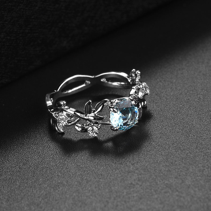 Rhinestone Crystal Leaf Ring