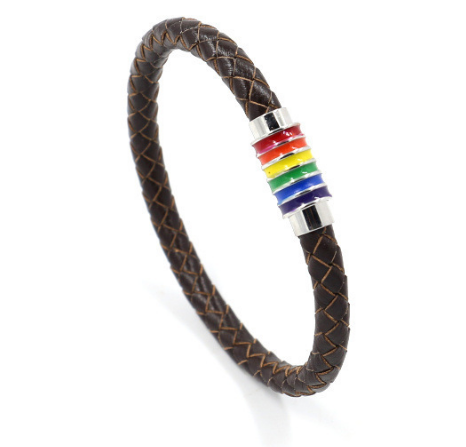 Rainbow Leather Bracelets For Women Men Black Brown Genuine Leather Bangle Magnetic Clasp Jewelry