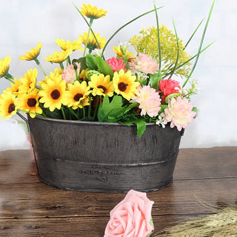 Iron Galvanized Flower Pot Gardening Iron Ornaments