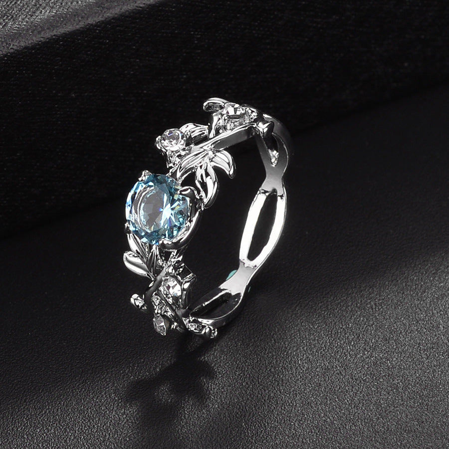 Rhinestone Crystal Leaf Ring