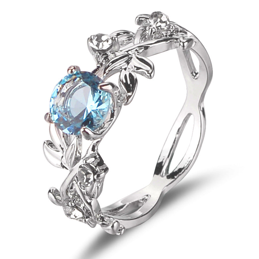 Rhinestone Crystal Leaf Ring