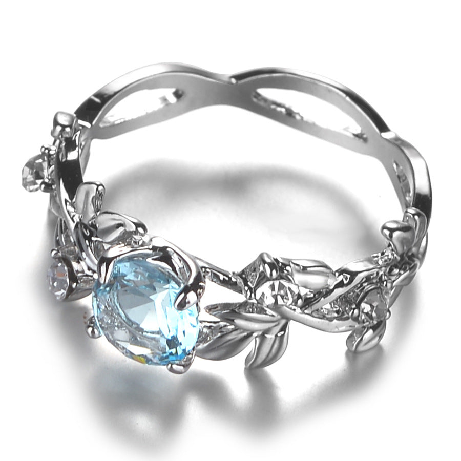 Rhinestone Crystal Leaf Ring