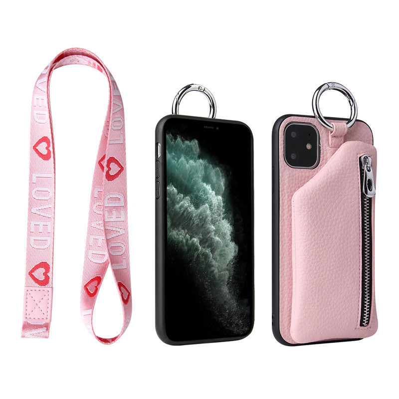 Leather Coin Purse/Phone Case/Wallet with Lanyard