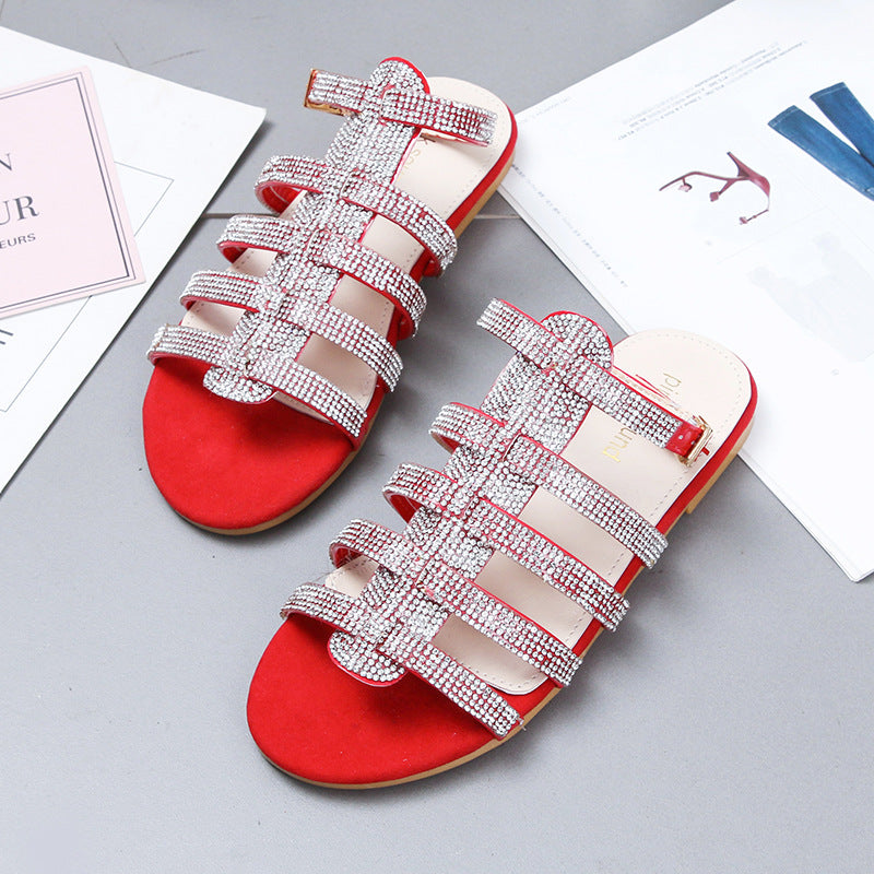 Sparkling Rhinestone Roman Sandals