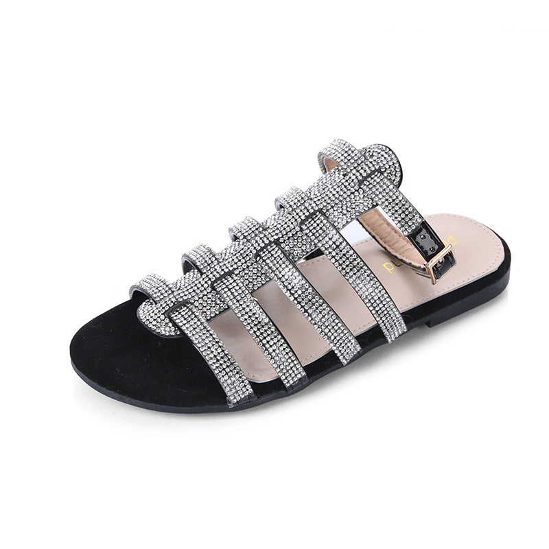 Sparkling Rhinestone Roman Sandals