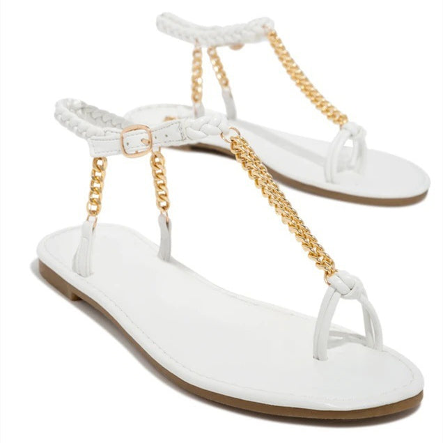 Women's Roman Metal Chain Beach Sandals