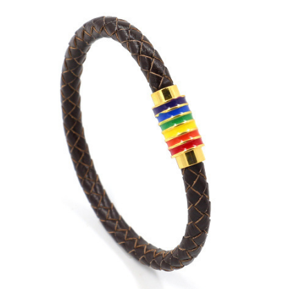 Rainbow Leather Bracelets For Women Men Black Brown Genuine Leather Bangle Magnetic Clasp Jewelry