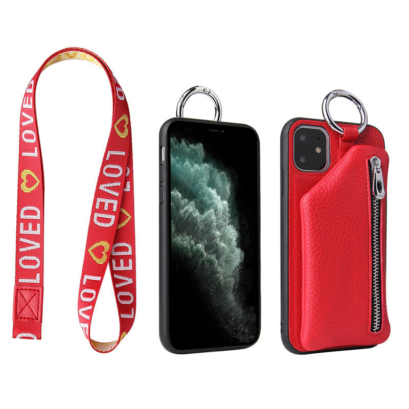 Leather Coin Purse/Phone Case/Wallet with Lanyard