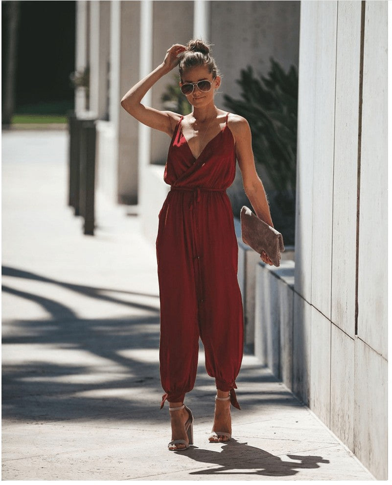 Women's Flowers Print Spaghetti Strap Jumpsuit Romper