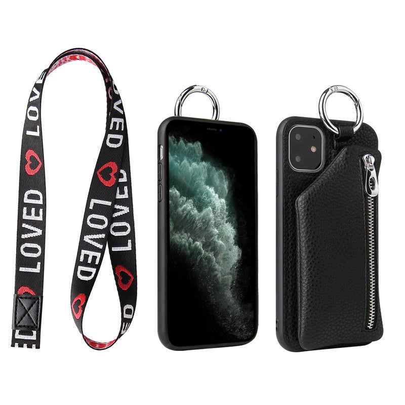 Leather Coin Purse/Phone Case/Wallet with Lanyard