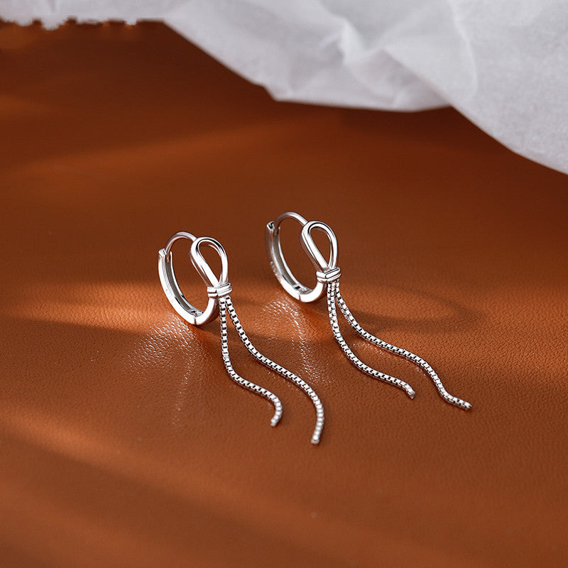 Knotted Tassel Earrings Sterling Silver