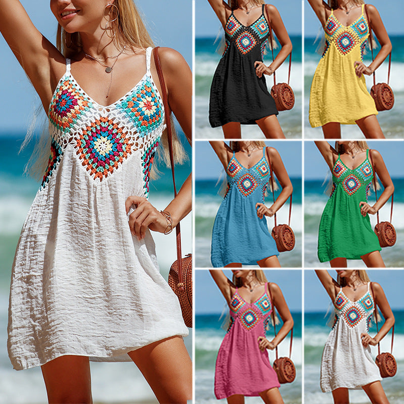 Colorful Bohemian V-neck Beach Dress