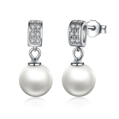 Fine Jewelry Drop Earrings with Pearls 925 Sterling Silver Jewelry Mother's Day Gift