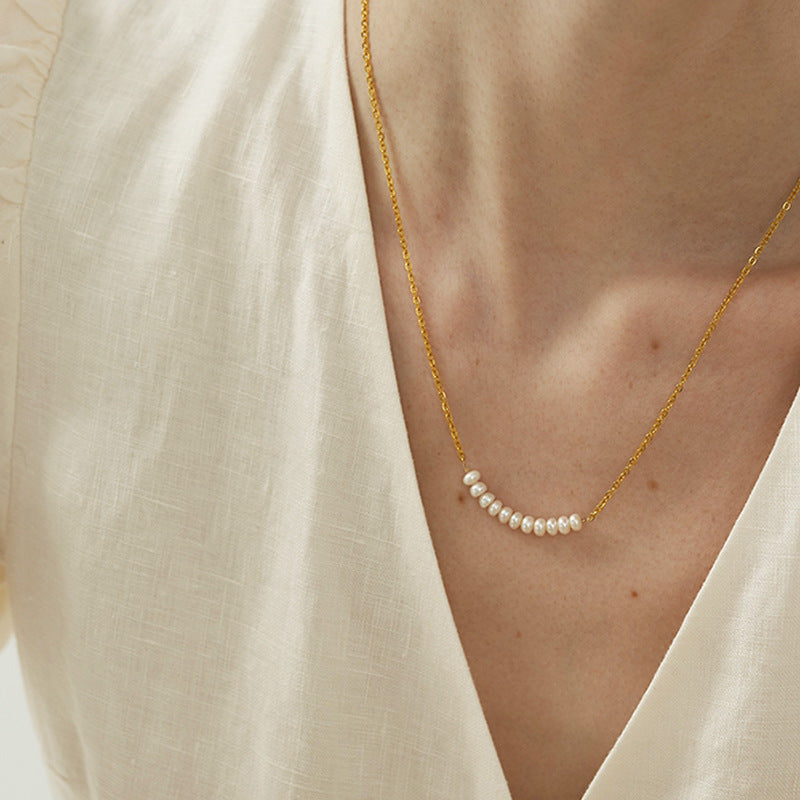 Simple Pearl Earrings and Necklace