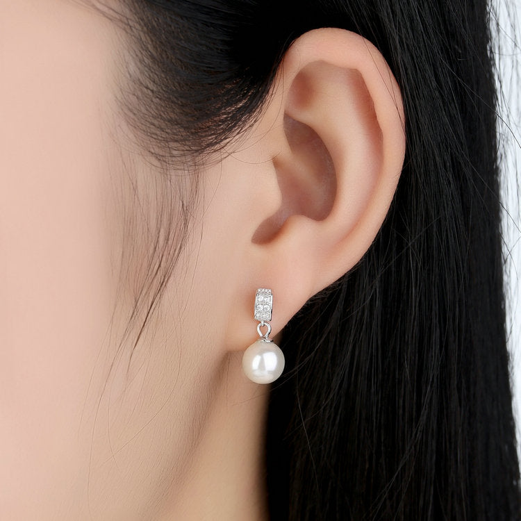 Fine Jewelry Drop Earrings with Pearls 925 Sterling Silver Jewelry Mother's Day Gift