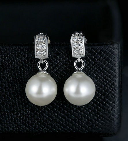 Fine Jewelry Drop Earrings with Pearls 925 Sterling Silver Jewelry Mother's Day Gift