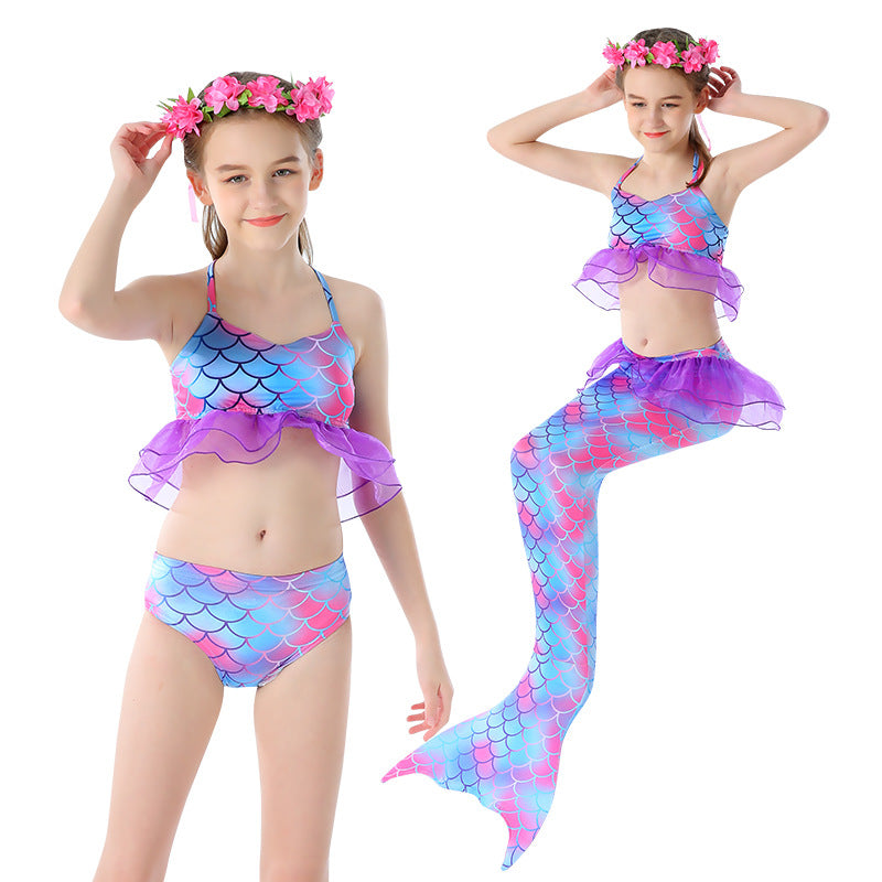 Milk Silk Bikini Three Piece Swimsuit Tail