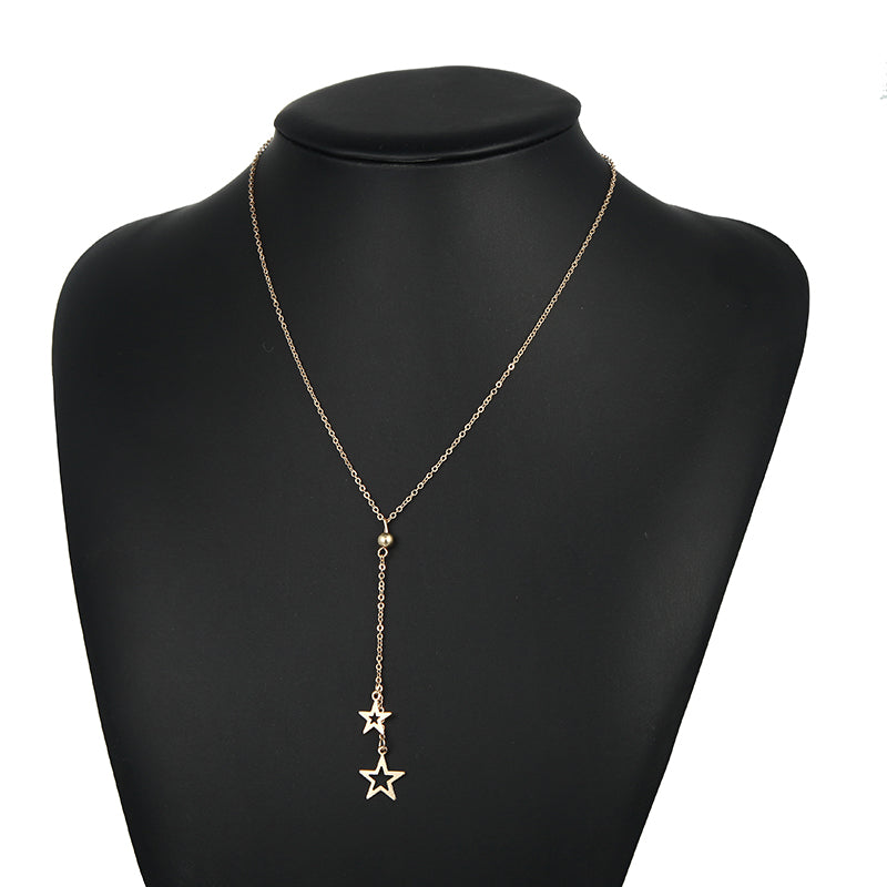 Fashion Popular Simple Gold five-pointed Star Pendant Charm Necklace Clavicle Chain Necklace