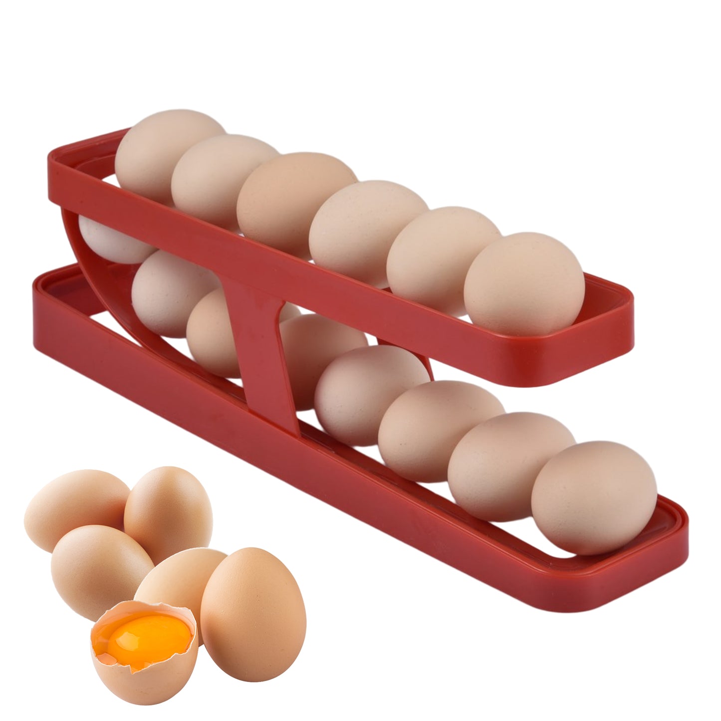 Automatic Scrolling Egg Rack Holder Storage Box Egg Basket Container Organizer Rolldown Refrigerator Egg Dispenser For Kitchen Gadgets