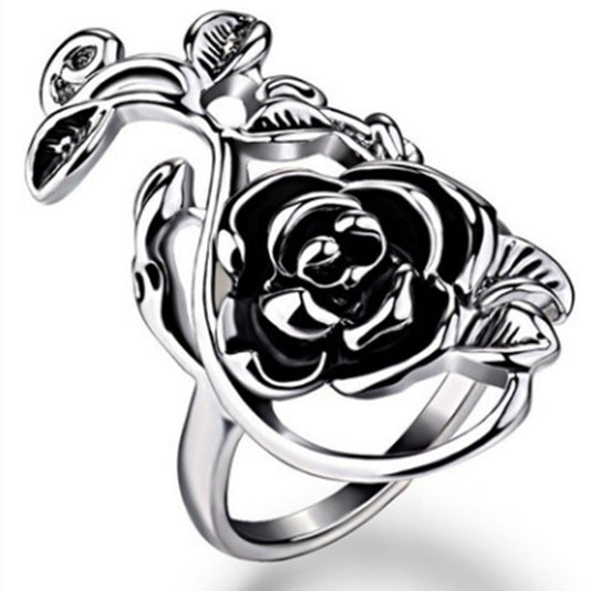 Fashion Retro Simple Black Rose Ring