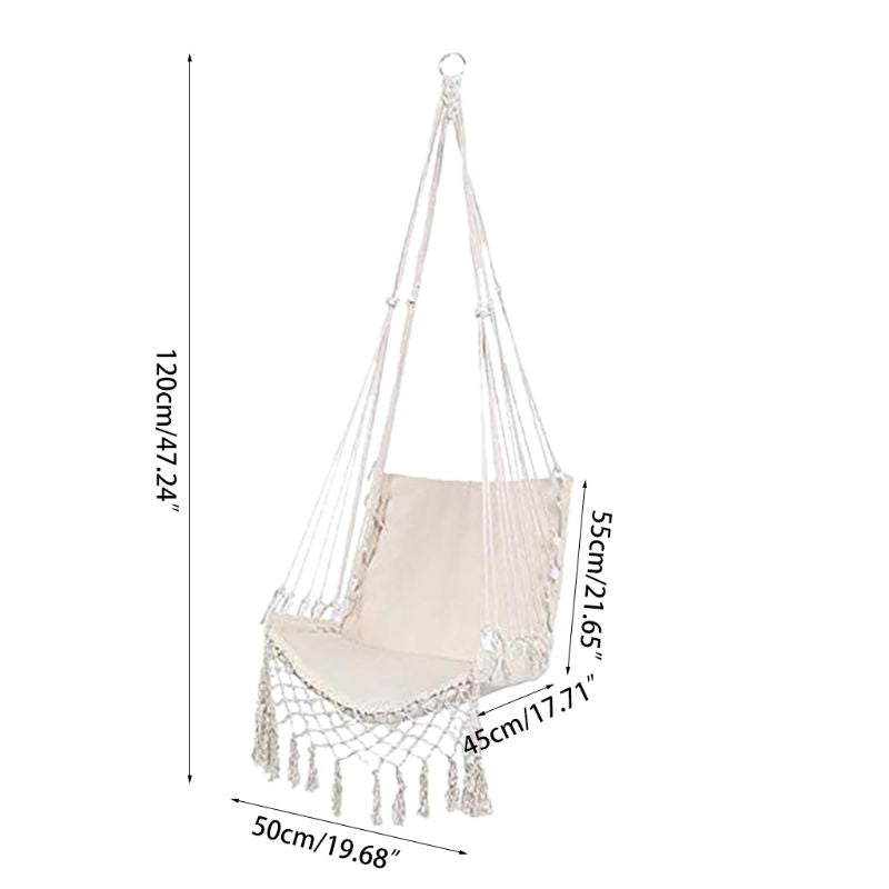 Hammock Chair Macrame Swing Hanging Cotton Rope Hammock Swing